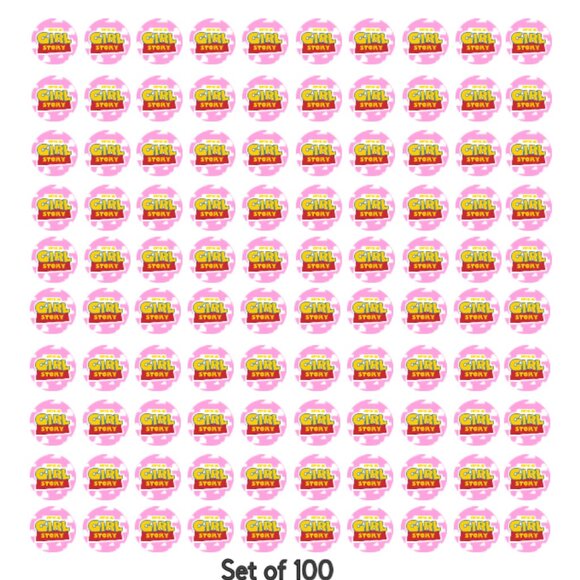 It's a Girl Story Baby Shower Kisses Candy Sticker Decal Set, 0.75 Inch, Pink - Picture 5 of 5